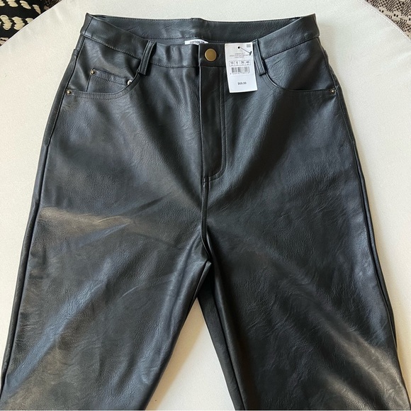 NWT Cotton On High Rise Arden Black Faux Leather Women Pants Size 6 - Picture 6 of 12